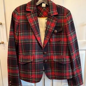 Crew women’s tartan plaid wool blazer